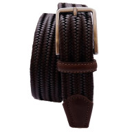  Flettet læder stræk bælte til mænd. brun