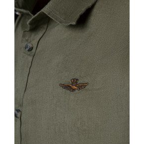 Aeronautica Militare hør skjorte. Italy. Oliven.